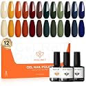 modelones Gel Nail Polish Set 12Colors Brown Yellow Pumpkin Green Wine Red