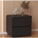 Modern with 2 Drawers, Leather Bedside Table, Solid Wood Frame, Curved Profile Design End Living Room Bedroom Storage Cabinet(Dark Grey-A,17.7x15.7x18.9in)