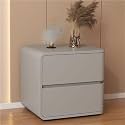 Modern with 2 Drawers, Leather Bedside Table, Solid Wood Frame, Curved Profile Design End Living Room Bedroom Storage Cabinet(Grey-A,17.7x15.7x18.9in)