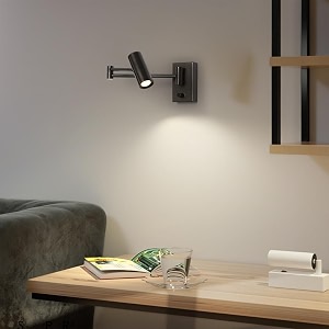 modern 360 rotatable black wall lamp for living room amp bedroom  adjustable focus light  metal warm white wall light fixture for home decoration