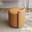 Modern 360° Swivel Vanity Stool for Makeup Room Low Back Design Perfect for Living Bedroom Entryway Stylish Pu+Cloth Material,One Size(A-Orange)
