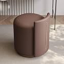 Modern 360° Swivel Vanity Stool for Makeup Room Low Back Design Perfect for Living Bedroom Entryway Stylish Pu+Cloth Material,One Size(B-Red-Brown)