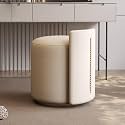 Modern 360° Swivel Vanity Stool for Makeup Room Low Back Design Perfect for Living Bedroom Entryway Stylish Pu+Cloth Material,One Size(D-Off-White)