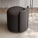 Modern 360° Swivel Vanity Stool for Makeup Room Low Back Design Perfect for Living Bedroom Entryway Stylish Pu+Cloth Material,One Size(A-Black)