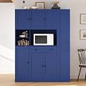 Modern 70inch Kitchen Pantry Storage Cabinet Cupboard with Hutch, Freestanding Buffet with Pull-Out Side Cabinet and Drawer for Living Room, Kitchen