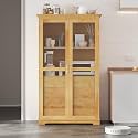 Modern 75inch Kitchen Pantry, Freestanding Kitchen Storage Cabinet Display Cabinet with Glass Doors and 4 Built-in Drawers for Living Room, Home Office (Natural-30r)