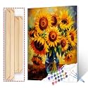 Modern Abstract Painting Hand Painting Sun Flower,Vincent Van Gogh,DIY Paint by Numbers for Adults Beginner with Brushes &amp; Acrylic Pigment for Living Room Decoration 16ｘ20 DIY Frame