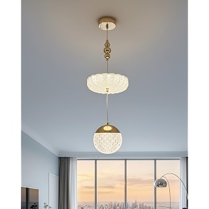 Modern Adjustable Crystal Pendant Light with Gold