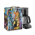 Modern Art Cat Coffee Maker Covers With Top Handle Folding Coffee Machine Dust Covers For Blender Mixer Juice Machine Keep Office Home Kitchen Clean