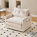 Modern Beige Cloud Swivel Accent Chair, Chenille Upholstered Arm Chair, Comfy Reading Chairs, Single Sofa for Living Room Office Bedroom Apartment (Beige)