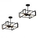 Modern Black Semi Flush Mount Ceiling Light Fixture 16.5", 4-Light Industrial Farmhouse Lighting for Kitchen Dining Room Living Room Entryway Bedroom Hallway, Sloped Ceiling Compatible, 2 Pack