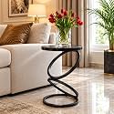 Modern Black Side Table with Glass Top