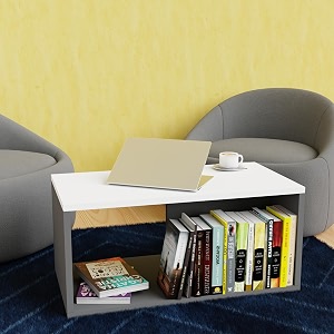 Modern Coffee Table Grey White 90x50x45cm