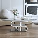 Modern Coffee Table with Luxrious Stainless Steel Pedestal,Oval