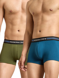 modern crew pack of 2 coolsense flexi stretch combed cotton solid men trunk