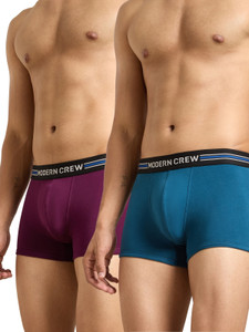 modern crew pack of 2 coolsense flexi stretch combed cotton solid men trunk