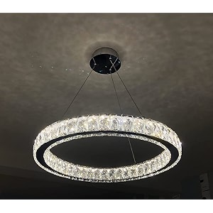 Modern Crystal 8.5 inch Circular Ring Pendant