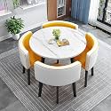 Modern Dining Table Set for 4 Round Conference Room Table with Chairs Small Round Dining Room Table Set Circle Kitchen Table for 4,A8-90x90x75cm