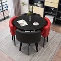 Modern Dining Table Set for 4 Round Conference Room Table with Chairs Small Round Dining Room Table Set Circle Kitchen Table for 4,A9-80x80x75cm