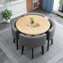 Modern Dining Table Set for 4 Round Conference Room Table with Chairs Small Round Dining Room Table Set Circle Kitchen Table for 4,A24-80x80x75cm