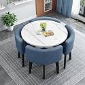 Modern Dining Table Set for 4 Round Conference Room Table with Chairs Small Round Dining Room Table Set Circle Kitchen Table for 4,A11-90x90x75cm