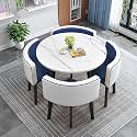 Modern Dining Table Set for 4 Round Conference Room Table with Chairs Small Round Dining Room Table Set Circle Kitchen Table for 4,A14-80x80x75cm