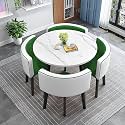Modern Dining Table Set for 4 Round Conference Room Table with Chairs Small Round Dining Room Table Set Circle Kitchen Table for 4,A16-90x90x75cm
