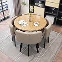 Modern Dining Table Set for 4 Round Conference Room Table with Chairs Small Round Dining Room Table Set Circle Kitchen Table for 4,A26-80x80x75cm