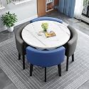 Modern Dining Table Set for 4 Round Conference Room Table with Chairs Small Round Dining Room Table Set Circle Kitchen Table for 4,A12-80x80x75cm