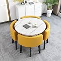 Modern Dining Table Set for 4 Round Conference Room Table with Chairs Small Round Dining Room Table Set Circle Kitchen Table for 4,A5-80x80x75cm