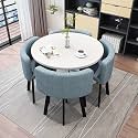 Modern Dining Table Set for 4 Round Conference Room Table with Chairs Small Round Dining Room Table Set Circle Kitchen Table for 4,A10-80x80x75cm