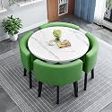 Modern Dining Table Set for 4 Round Conference Room Table with Chairs Small Round Dining Room Table Set Circle Kitchen Table for 4,A17-80x80x75cm