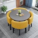 Modern Dining Table Set for 4 Round Conference Room Table with Chairs Small Round Dining Room Table Set Circle Kitchen Table for 4,A36-90x90x75cm