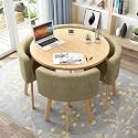 Modern Dining Table Set, Round Dining Table and Chairs Set 4, Office Reception Room Club Table and Chair Set, Space-Saving Small Meeting Room Table for Home Living Room Balcony Cafe Break Ro