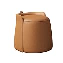 Modern Dresser Makeup Ottoman Stool, Leather Dresser Chair, Round Footstool, Extra Seating for Living Room/Bedroom/Entryway