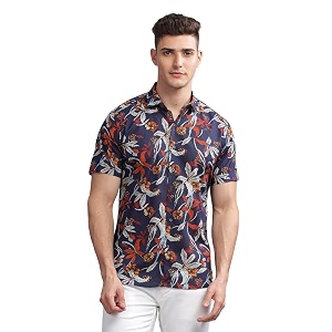 MODERN ELEGANCE Men Slim Fit Navy Small