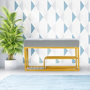 luxury velvet storage bench with shoe rack  upholstered entryway ottoman seat  soft cushioned sitting  gold metal frame furniture  end of bed seating for bedroom living room amp hallway  snow