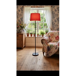 Modern Floor Lamp with Fabric Shade Metal