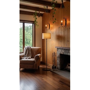 Modern Floor Lamp with Fabric Shade Metal