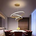 Modern Golden Double 3-Ring LED Pendant Light Lamp, Warm White Natural White Ceiling Pendant Light Elegant Finish for Living Dining Room Office Decorative Lighting
