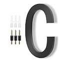 Modern House Letters for Outside - DEWEL Floating Large 8 Inch Black Address Letters for House, Door, Farmhouse, Street - Both Floating &amp; Flush Styles - Outdoor Letter C