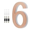 Modern House Numbers for Outside - DEWEL Floating Large 8 Inch Brass Address Numbers for House, Door, Farmhouse, Street - Both Floating & Flush Styles - House Number 6