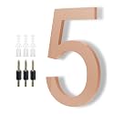 Modern House Numbers for Outside - DEWEL Floating Large 8 Inch Brass Address Numbers for House, Door, Farmhouse, Street - Both Floating &amp; Flush Styles - House Number 5