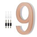 Modern House Numbers for Outside - DEWEL Floating Large 8 Inch Brass Address Numbers for House, Door, Farmhouse, Street - Both Floating & Flush Styles - House Number 9