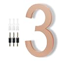 Modern House Numbers for Outside - DEWEL Floating Large 8 Inch Brass Address Numbers for House, Door, Farmhouse, Street - Both Floating &amp; Flush Styles - House Number 3
