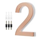 Modern House Numbers for Outside - DEWEL Floating Large 8 Inch Brass Address Numbers for House, Door, Farmhouse, Street - Both Floating & Flush Styles - House Number 2