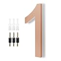 Modern House Numbers for Outside - DEWEL Floating Large 8 Inch Brass Address Numbers for House, Door, Farmhouse, Street - Both Floating &amp; Flush Styles - House Number 1