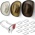 Modern JP Adhesive Cowboy Hat Hooks for Wall (10-Pack) – 3-Inch Wall Mount for Secure Hold, Wide Brim Hat Organizer, Western Room Decor – Clear