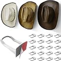 Modern JP Adhesive Cowboy Hat Hooks for Wall (20-Pack) – 3-Inch Wall Mount for Secure Hold, Wide Brim Hat Organizer, Western Room Decor – White