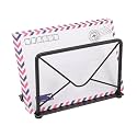 Modern Mail Holder for Home Office, Metal Letter Organizer Sorter for Desk, Cutout Mail Envelope Design, Bill Filling Paper Document Rack, Envelope Storage Rack with Metal Base
